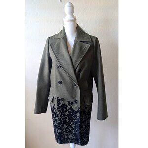 Banana Republic Flocked-Hem Long Peacoat - Size: XS